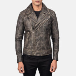 Danny Quilted Brown Leather Biker Jacket